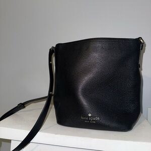 kate spade Black Pebbled Leather Crossbody Bucket Bag